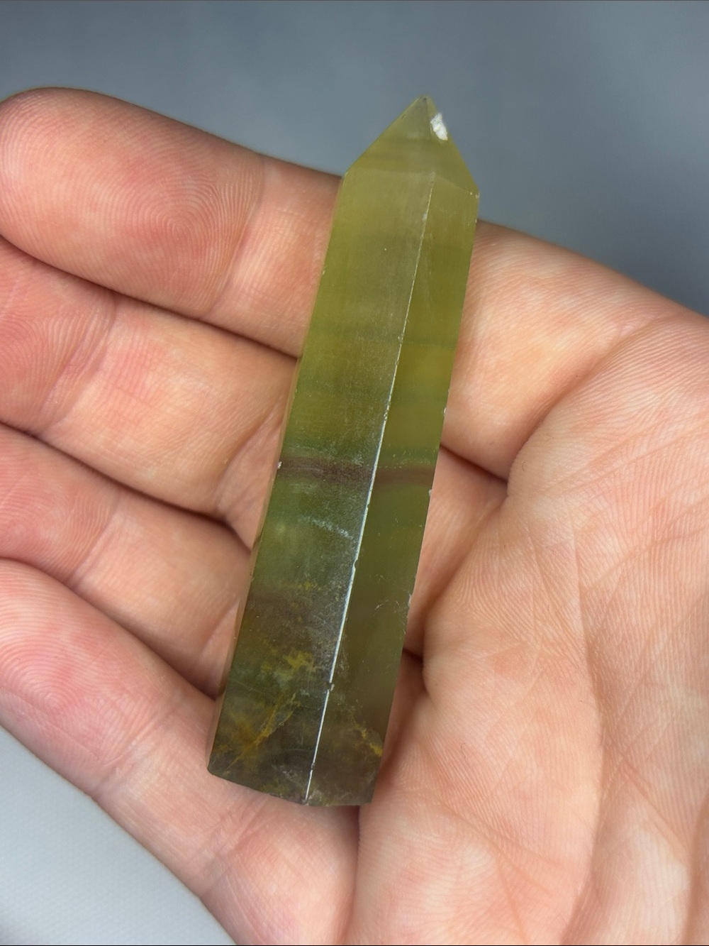 Mini Fluorite Green & Mixed Colored Crystal Obelisk Point - Polished Tower